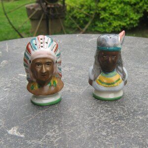 Vintage Native American Chief salt pepper shakers Occupied Japan